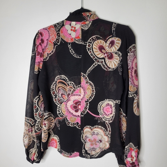 Trina Turk Black and Pink Button Down Shirt - Picture 6 of 7